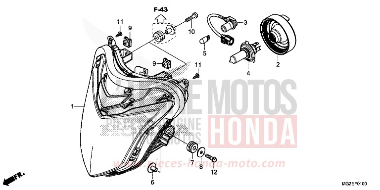 PROJECTEUR de CB500F GRAPHITE BLACK (NHB01) 2013