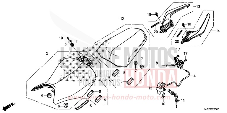 SIEGE/POIGNEE ARRIERE de CB500F GRAPHITE BLACK (NHB01) 2013