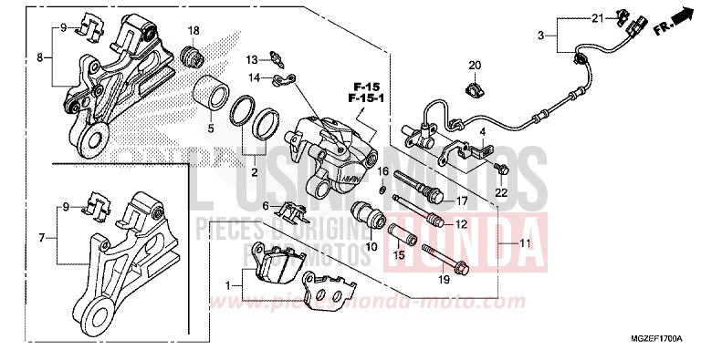 ETRIER DE FREIN ARRIERE de CB500F PEARL HIMALAYAS WHITE (NHA87) de 2014