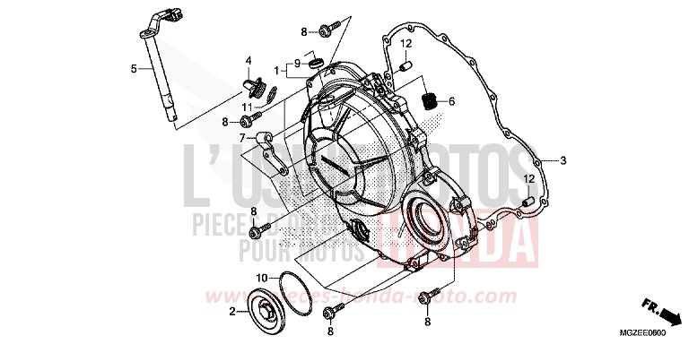 PANNEAU CARTER-MOTEUR D. de CB500F CANDY RUBY RED (R4) 2014
