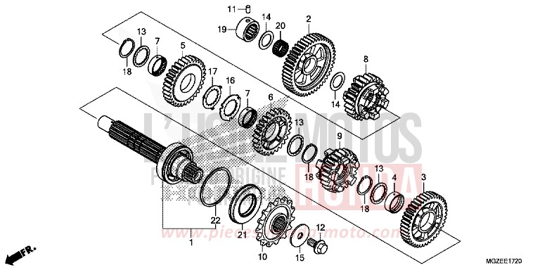 BOITE DE VITESSES (ARBRE INTERMEDIAIRE) de CB500F CANDY RUBY RED (R4) 2014