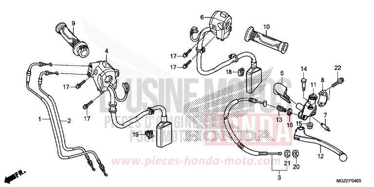 LEVIER DE GUIDON/COMMUTATEUR/CABLE de CB500F CANDY RUBY RED (R4) 2014
