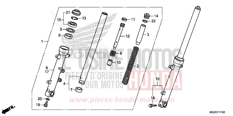 FOURCHETTE AVANT de CB500F CANDY RUBY RED (R4) 2014