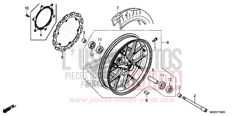 ROUE AVANT de CB500F CANDY RUBY RED (R4) 2014