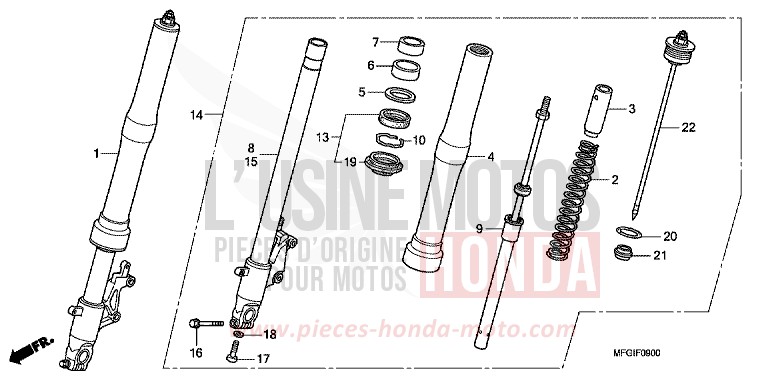 FOURCHETTE AVANT de Hornet MAT CYNOS GRAY METALLIC (NH312) 2012