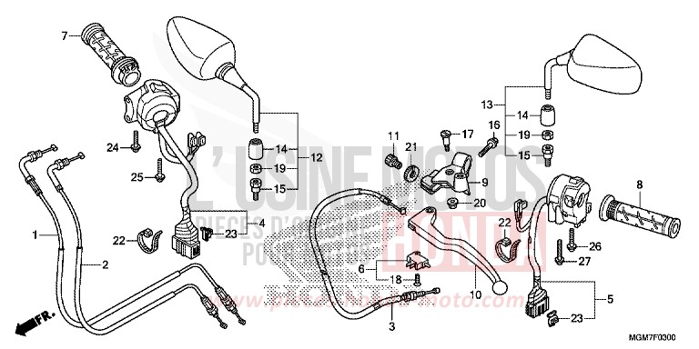LEVIER DE GUIDON/COMMUTATEUR/CABLE de Hornet MAT CYNOS GRAY METALLIC (NH312) 2013