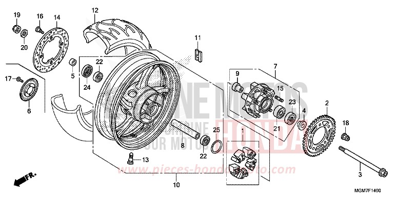 ROUE ARRIERE de Hornet MAT CYNOS GRAY METALLIC (NH312) 2013