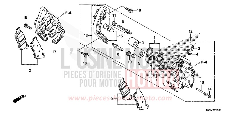 ETRIER DE FREIN AVANT (CB600F) de Hornet MAT PEARL COOL WHITE (NHB44) 2013