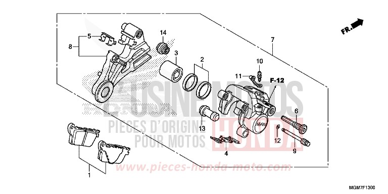 ETRIER DE FREIN ARRIERE (CB600F) de Hornet PEARL PACIFIC BLUE (PB386) 2013