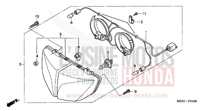 PROJECTEUR (CBF600S/SA) de CBF600S FORCE SILVER METALLIC (NH411) de 2004