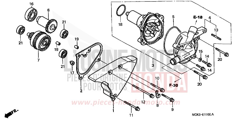 POMPE A EAU de Shadow PEARL SUNBURST ORANGE (YR232) de 2002