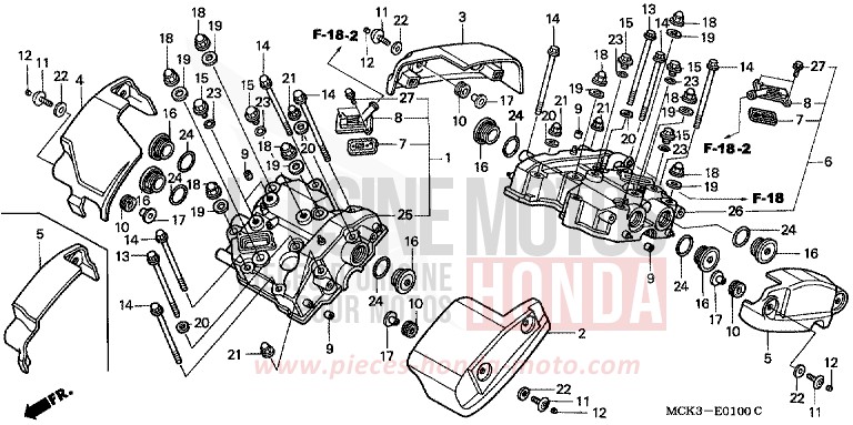 COUVERCLE DE CULASSE de Shadow REARL SEDONA RED (R223) de 2002