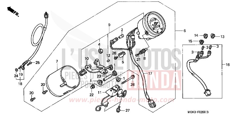 COMPTEUR de Shadow REARL SEDONA RED (R223) 2002
