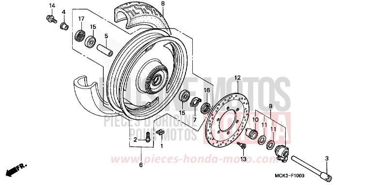 ROUE AVANT de Shadow REARL SEDONA RED (R223) 2002