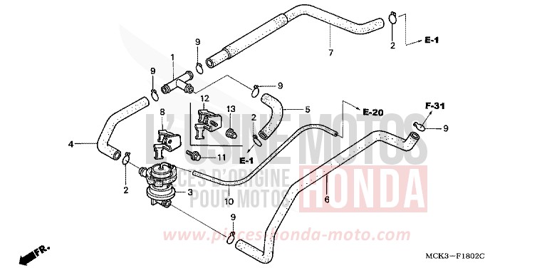 COMMANDE INJECTION D'AIR SOUPAPE de Shadow REARL SEDONA RED (R223) de 2002