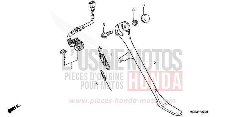 BEQUILLE de Shadow REARL SEDONA RED (R223) de 2002