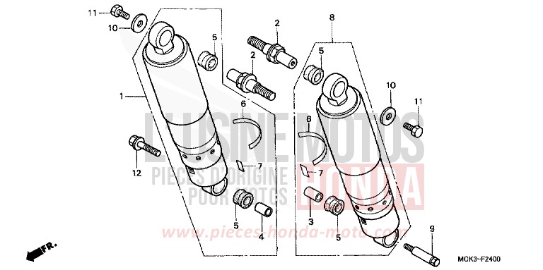 COUSSIN ARRIERE de Shadow REARL SEDONA RED (R223) de 2002