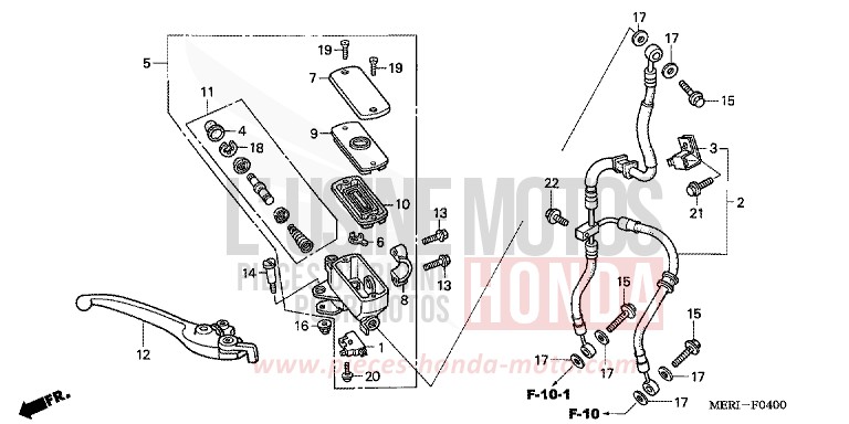 MAITRE-CYLINDRE FREIN AV. (CBF600S/N) de CBF600S PEARL BREEZY BLUE (PB341) de 2005