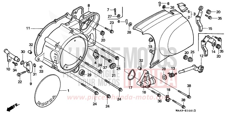 PANNEAU CARTER-MOTEUR G. (VT1100CV/CW/C2) de Shadow NOIR (NH1K) 1995