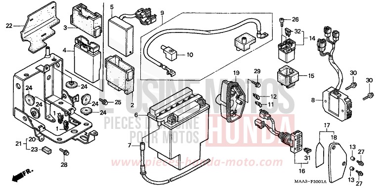 BATTERIE (VT1100CV/VW/V2) de Shadow NOIR (NH1K) de 1995