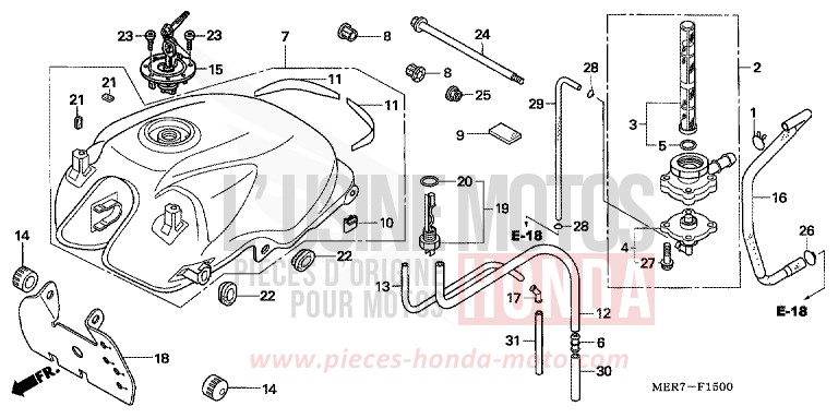RESERVOIR A CARBURANT (CBF600S6/SA6) de CBF600S QUASAR SILVER METALLIC (NHA48) 2006