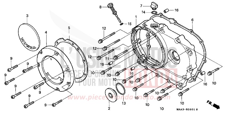 PANNEAU CARTER-MOTEUR D. (VT1100CV/CW/C2) de Shadow PEARL ROYAL MAGENTA (RP151A) de 1996