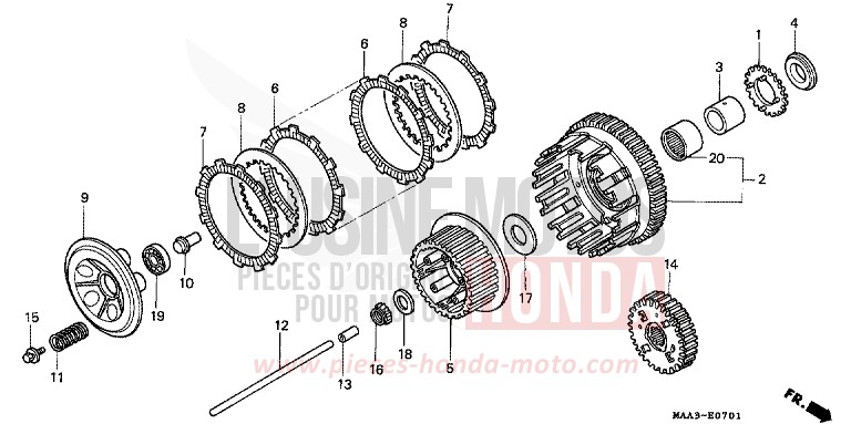 EMBRAYAGE (VT1100CV/VW/V2) de Shadow PEARL ROYAL MAGENTA (RP151A) de 1996
