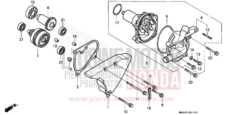 POMPE A EAU (VT1100CV/CW/C2) de Shadow PEARL ROYAL MAGENTA (RP151A) 1996