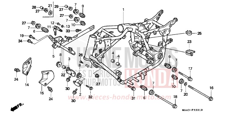CARROSSERIE DE CHASSIS (VT1100C2) de Shadow PEARL ROYAL MAGENTA (RP151A) 1996