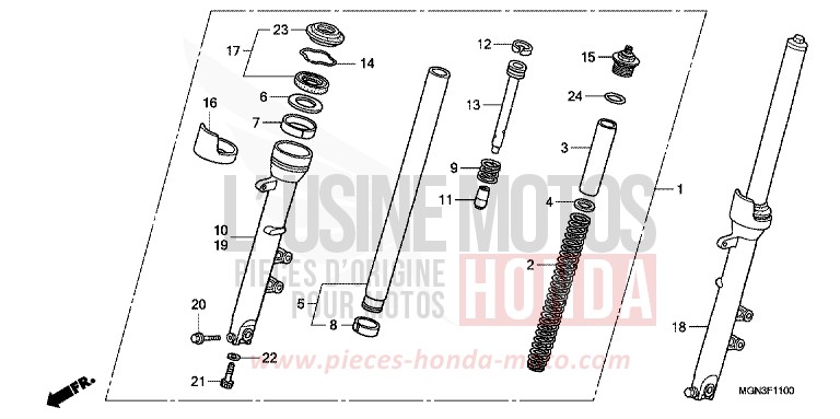 FOURCHETTE AVANT de CBF600S PEARL COOL WHITE (NHA16) 2010