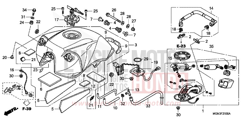 RESERVOIR A CARBURANT/POMPE A CARBURANT (CBF600S/SA) de CBF600S PEARL COOL WHITE (NHA16) 2010