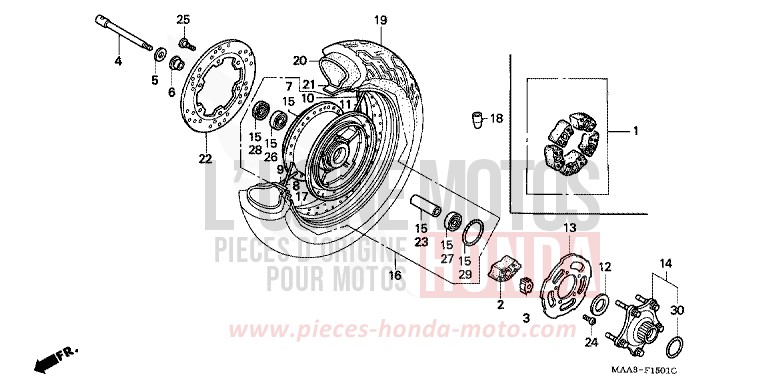 ROUE ARRIERE (VT1100C2) de Shadow NOIR (NH1QA) 1997