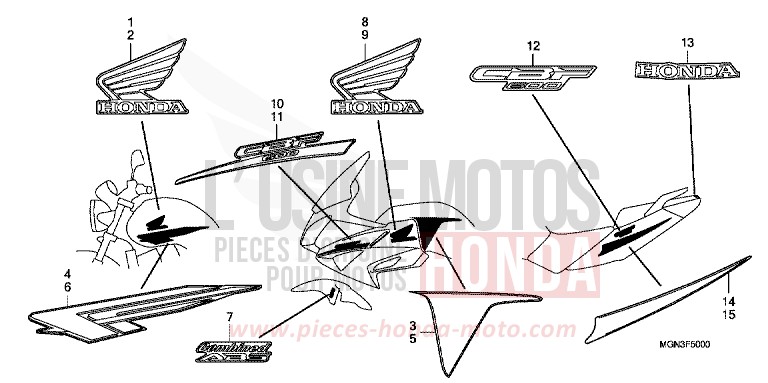 MARQUE/RAYURE de CBF600S PEARL COOL WHITE (NHA16) de 2010