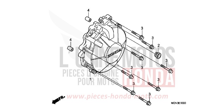 COUVERCLE DE GENERATRICE de CBF600S PEARL SIENA RED (R320) de 2010