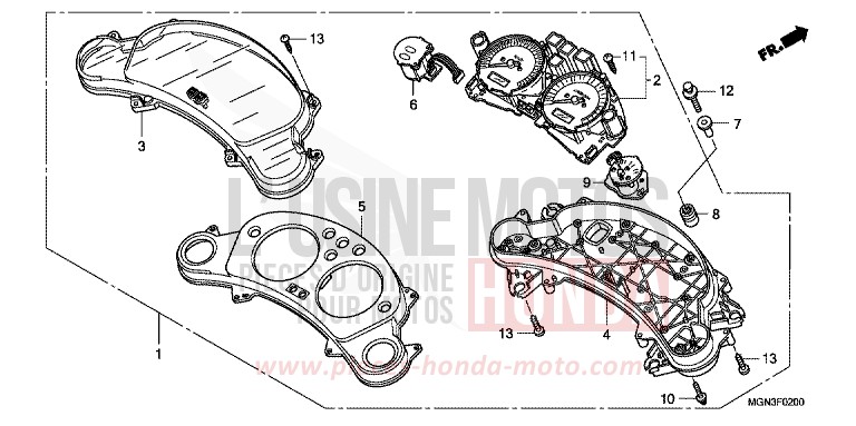 COMPTEUR (CBF600S/SA) de CBF600S PEARL SIENA RED (R320) de 2010