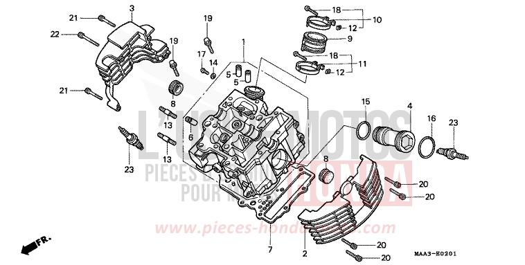 CULASSE (AVANT) (VT1100CV/CW/C2) de Shadow REARL SEDONA RED (R223U) 1998
