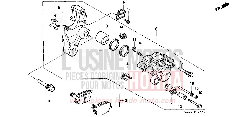 ETRIER DE FREIN ARRIERE (VT1100C2) de Shadow REARL SEDONA RED (R223U) de 1998