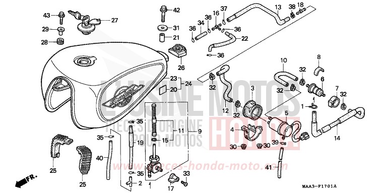RESERVOIR A CARBURANT/POMPE A CARBURANT (VT1100CV/CW/C2) de Shadow REARL SEDONA RED (R223U) 1998