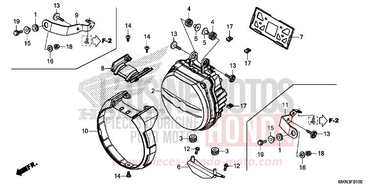 PROJECTEUR de CB650R CANDY CHROMOSPHERE RED (R381) de 2019