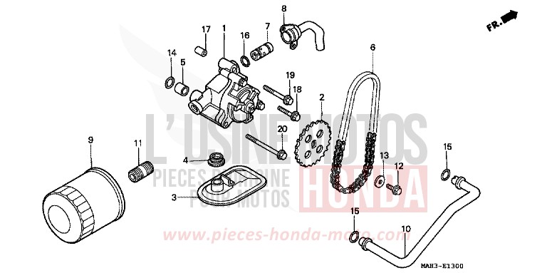 FILTRE A HUILE/POMPE A HUILE de Shadow REARL SEDONA RED (R223) 1999
