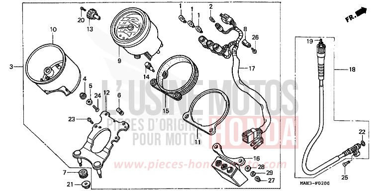 COMPTEUR de Shadow REARL SEDONA RED (R223) 1999