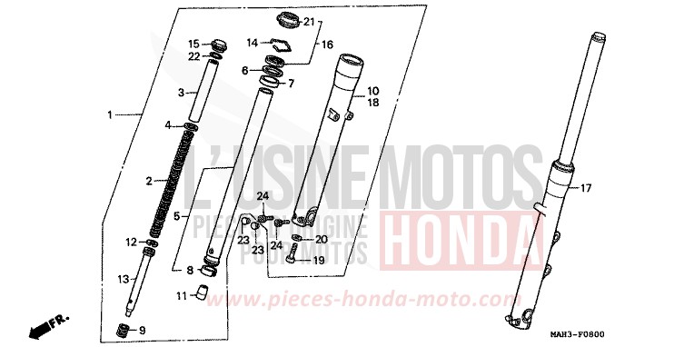 FOURCHETTE AVANT de Shadow REARL SEDONA RED (R223) 1999