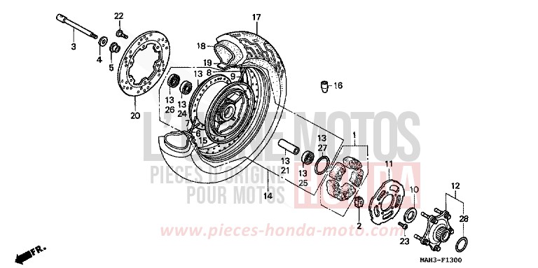 ROUE ARRIERE de Shadow REARL SEDONA RED (R223) 1999