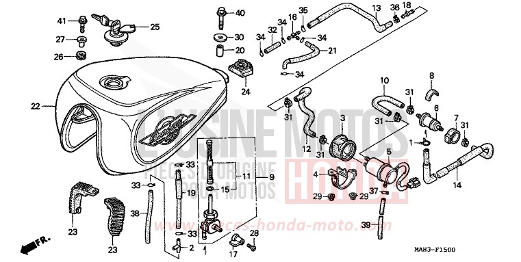 RESERVOIR A CARBURANT/POMPE A CARBURANT de Shadow REARL SEDONA RED (R223) 1999