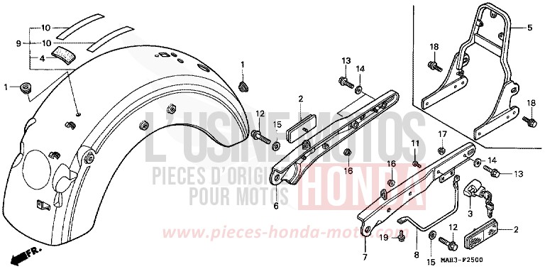 GARDE-BOUE ARRIERE de Shadow REARL SEDONA RED (R223) 1999