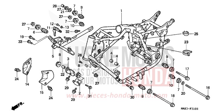 CARROSSERIE DE CHASSIS de Shadow REARL SEDONA RED (R223) 1999
