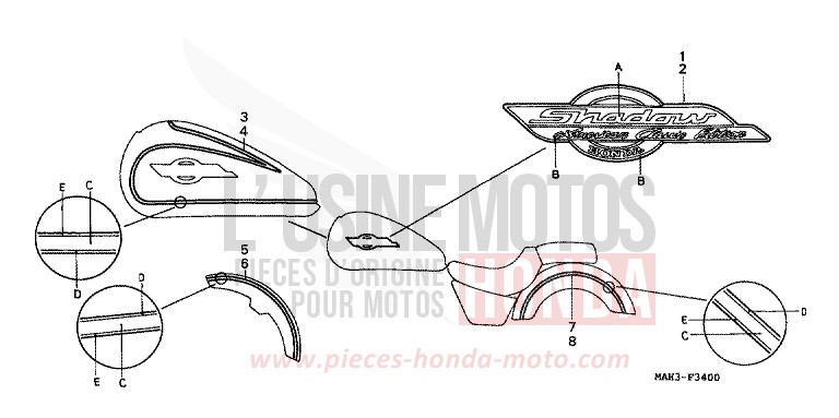 RAYURE/MARQUE de Shadow REARL SEDONA RED (R223) de 1999