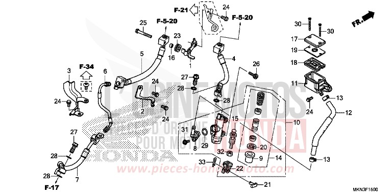 MAÎTRE-CYLINDRE DE FREIN ARRIÈRE de CB650R CANDY CHROMOSPHERE RED (R381) 2019