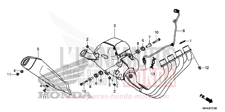 SILENCIEUX D'ECHAPPEMENT de CB650R CANDY CHROMOSPHERE RED (R381) 2019