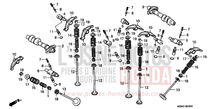 ARBRE A CAMES/SOUPAPE de Shadow REARL SEDONA RED (R223E) 1999